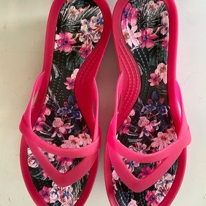 Crocs Pink Floral Slippers